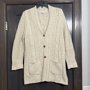 J. Jill Cream Cable Knit Cardigan
